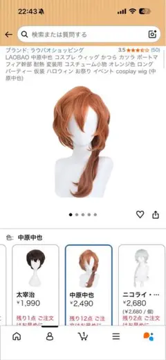 【断捨離セール】ウィッグ 中原中也のサムネイル