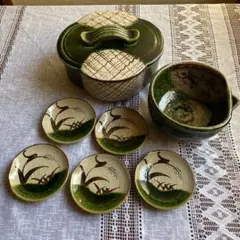 茶道具　織部焼　菓子器セット