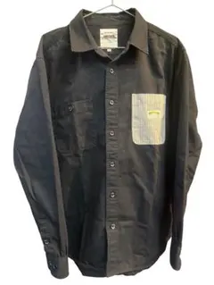 スミスアメリカン ワークシャツ LL 黒 ヒッコリー切替 ゆるだぼ 美品