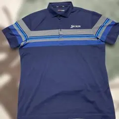 スリクソン松山英樹プロ着用モデルネイビー ストライプ ポロシャツ3L