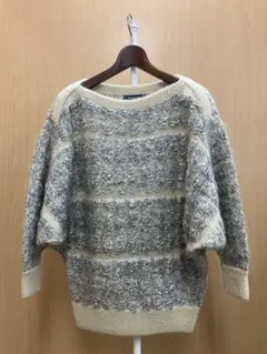 ISSEY MIYAKE 80'sボートネックドルマンニット　グレーベージュ　Mのサムネイル