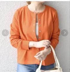SHIPS any スナップボタンカーディガン オレンジ 美品のサムネイル