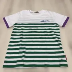 mikiHOUSE ミキハウス緑と白のストライプ 半袖Tシャツ