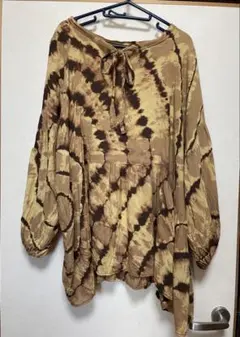 ブラウンタイダイ柄長袖チュニック　アジアン風　美品　インディーズ
