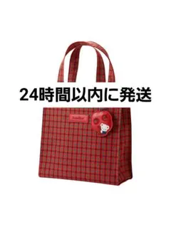 新品 ファミリア familiar チェック トートバッグ 小 赤