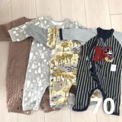 厚手ロンパース・カバーオール4枚セット/サイズ70