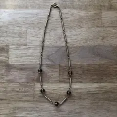 タイガーアイ風ビーズ？のビンテージネックレス