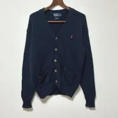 Ralph Lauren コットンニットカーディガン 紺 L 着丈65 身幅54