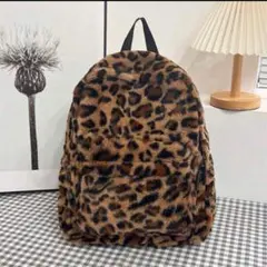 ヒョウ柄 ファーリュック 大容量