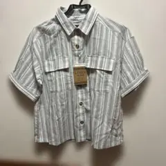 リネンブレンド ストライプ 半袖シャツ