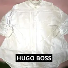 HUGOBOSSヒューゴボス白コットン五分袖シャツ32(XS)袖リボン通年着用可