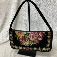 美品 FEILER ハンドバッグ フェイラー 花柄 黒 ポーチ
