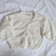 petit main アイボリー カーディガン S パール