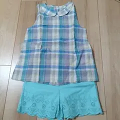 水色チェック柄ノースリーブセットのサムネイル