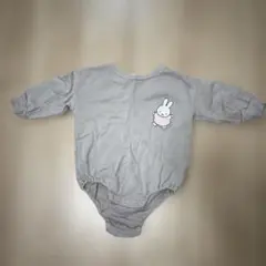 ミッフィ miffy 刺繍 グレージュ ロンパース 70-80
