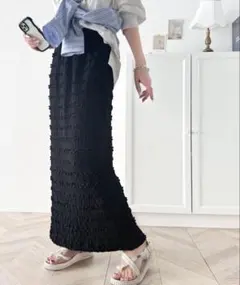 classicalelf ジャガードレースタイトスカート small ブラック