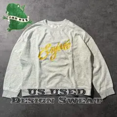 【即日発送・US古着】刺繍　デザインスウェット　灰色　グレー　M相当のサムネイル