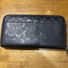 COACH コーチ F60735 長財布 エンボス レザー ブラック - メルカリ