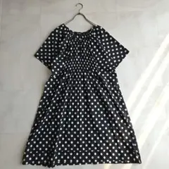 ZUCCa ズッカ ドット柄 コットン ドルマン シャーリング ワンピース M