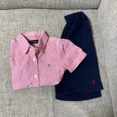ラルフローレン　ピンクポロシャツとネイビーショートパンツセット