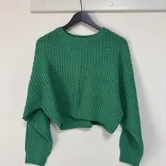 SHEIN グリーン クロップドニット M