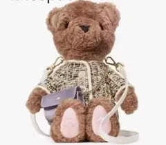 クマ型ショルダーバッグ（ツイード風）