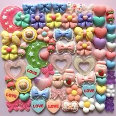 訳あり⭐︎B品♡デコパーツ♪カラフル♡月、リボン、ハート、苺、蝶、花、熊、哺乳瓶⑨