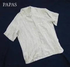 PAPAS 麻の開襟シャツ 珍しい拝みボタンを使用 サイズ Mのサムネイル