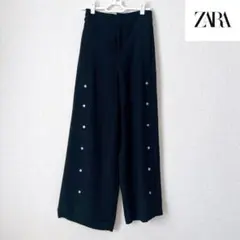 ZARA ザラ ブラック ワイドパンツ ボタン付き XS