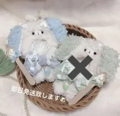 10-14cm ぬい用　着ぐるみ　ぬい服　犬　たれ耳　ブルー