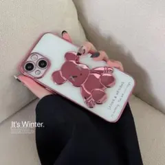iPhoneケース　iPhone12pro スマホケース　カバー　くま　ピンク