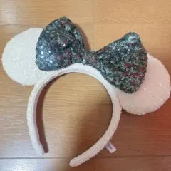 ミッキー耳 スパンコールリボンカチューシャ