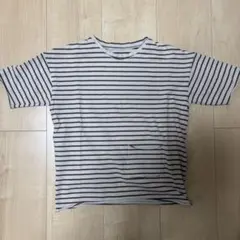 MINGO ミンゴ　ボーダーTシャツ ポケット付き 4-6Y ベージュ×ブラウンのサムネイル