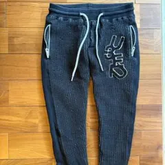 1piu1ugale3 relax ワッフル生地 ジョガーパンツ ブラック白