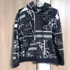 【希少】アディダス オリジナルス 総柄 パーカー トレフォイルロゴ 総柄 M相当