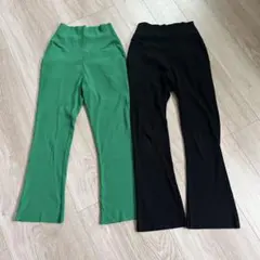 【マタニティ】セルフカットリブフレアパンツ andme