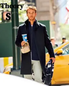 23AW Theory ダブルフェイスチェスターコート ブルー S カシミヤ混