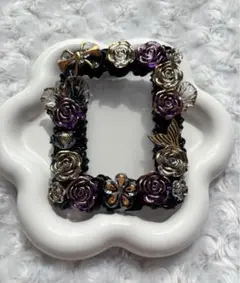 訳あり品　ホイップデコ　トレカケース　黒　紫　B8 硬質ケース　薔薇　蝶々