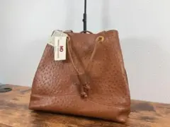 高級品 オーストリッチ 駝鳥 エキゾチックレザー ショルダーバッグ ブラウン