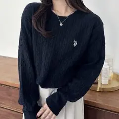 U.S. POLO ASSN. ネイビー ニット M