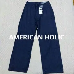 【新品タグ付き】AMERICAN HOLIC ストレートデニム L ダークブルー