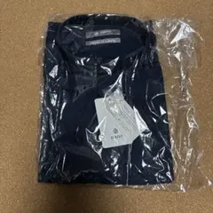 新品 ナノユニバース フレンチリネン バンドカラーシャツ ７部袖 ネイビーシャツのサムネイル