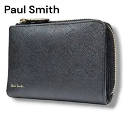 極美品✨ポールスミス 折り財布 ジップストローグレイン2 マルチストライプ 黒