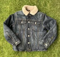 ボア襟付きインディゴデニムジャケット