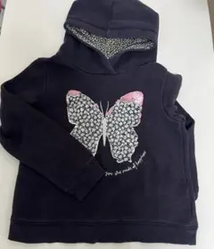 H&M 蝶模様 フード付きパーカー 122/128 派手 ラメ