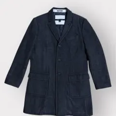 【美品】トミーヒルフィガー チェスターコート M グレー ウール モノグラム