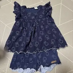 ミッフィー柄ネイビーコットンセットアップ 100センチ