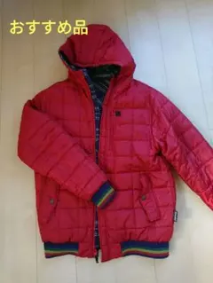 レッド フード付き キルティングダウンジャケット(リバーシブル)