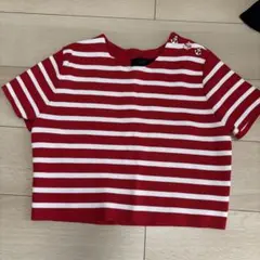 ZARA 赤白ストライプ ショート丈T シャツ L