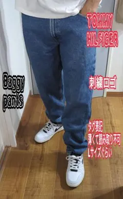 90s TOMMYHILFIGER刺繍ロゴペインターパンツ デニムジーンズパンツ